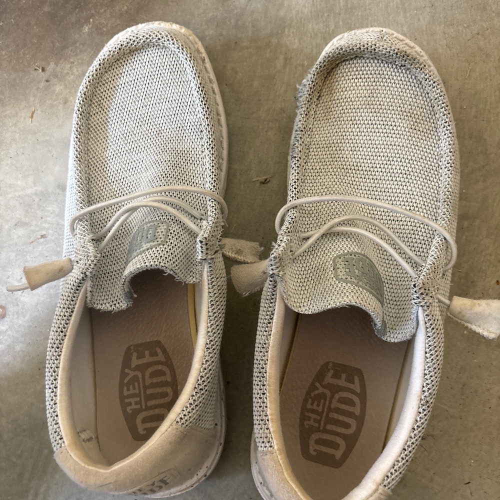 White and grey hey dudes men’s size 10